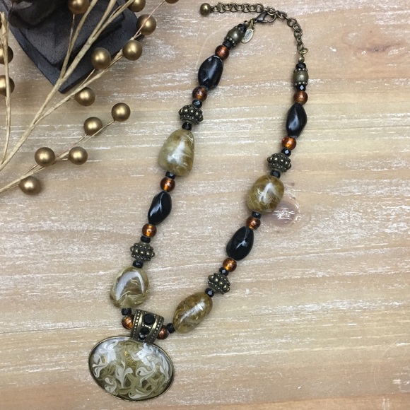 Chico's Jewelry - CHICO’S Copper Beaded Earth-Tone Statement Choker